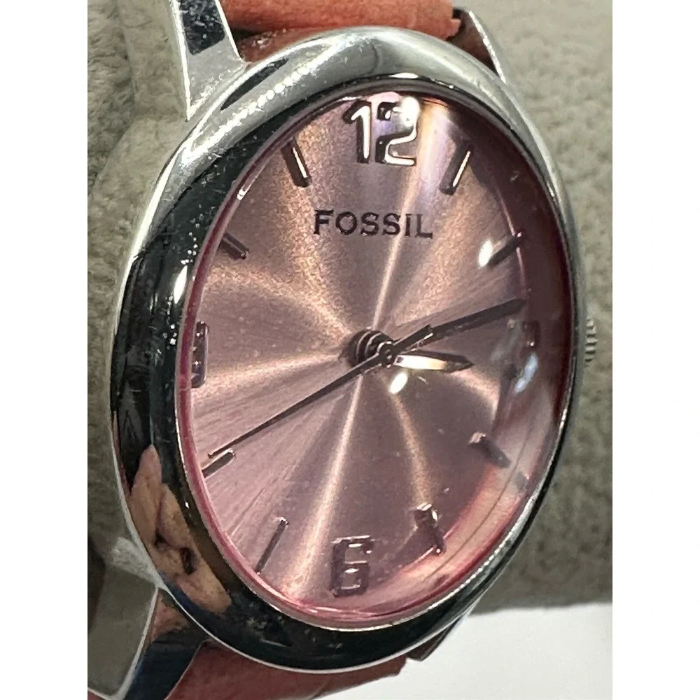 Fossil jr-8643‎ Womens Watch Pink Band Dial New Battery 31MM 8